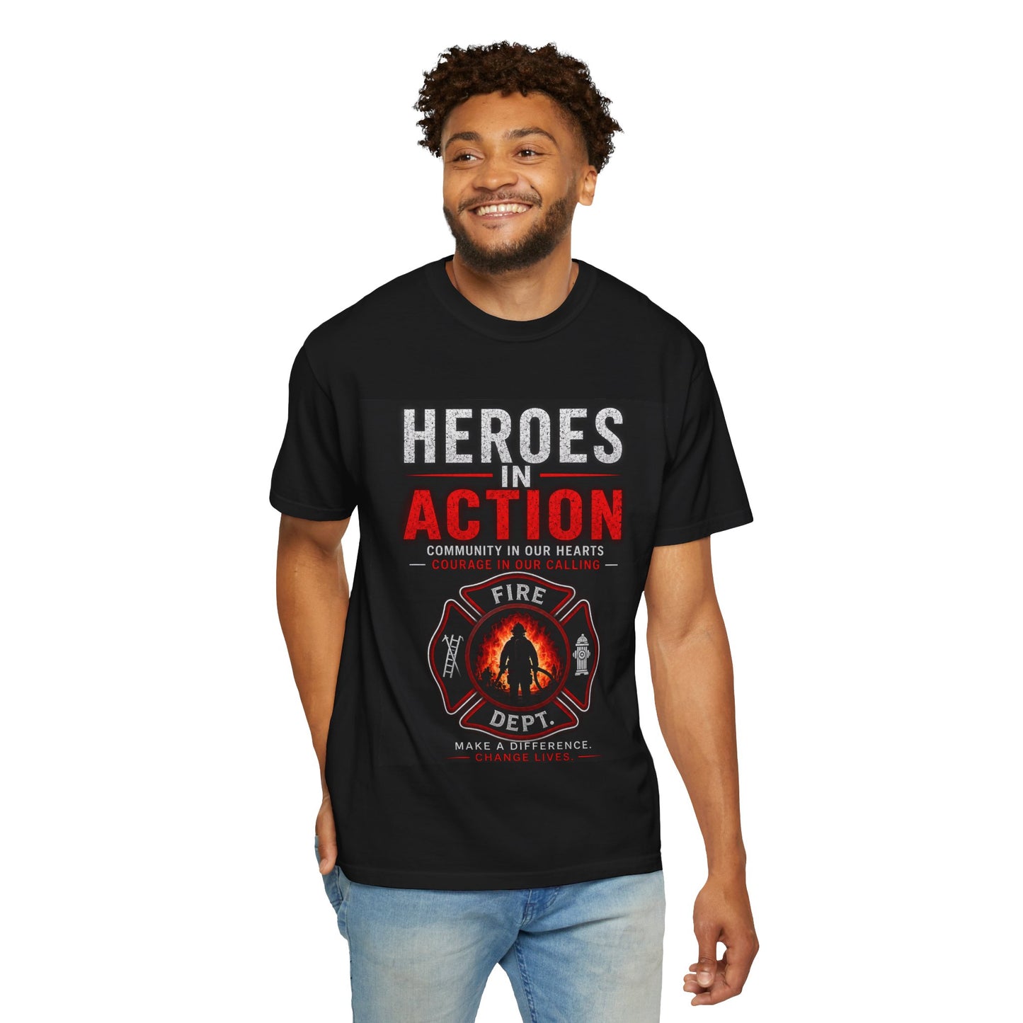 Firefighter T-Shirt — "Heroes in Action" Tribute Tee