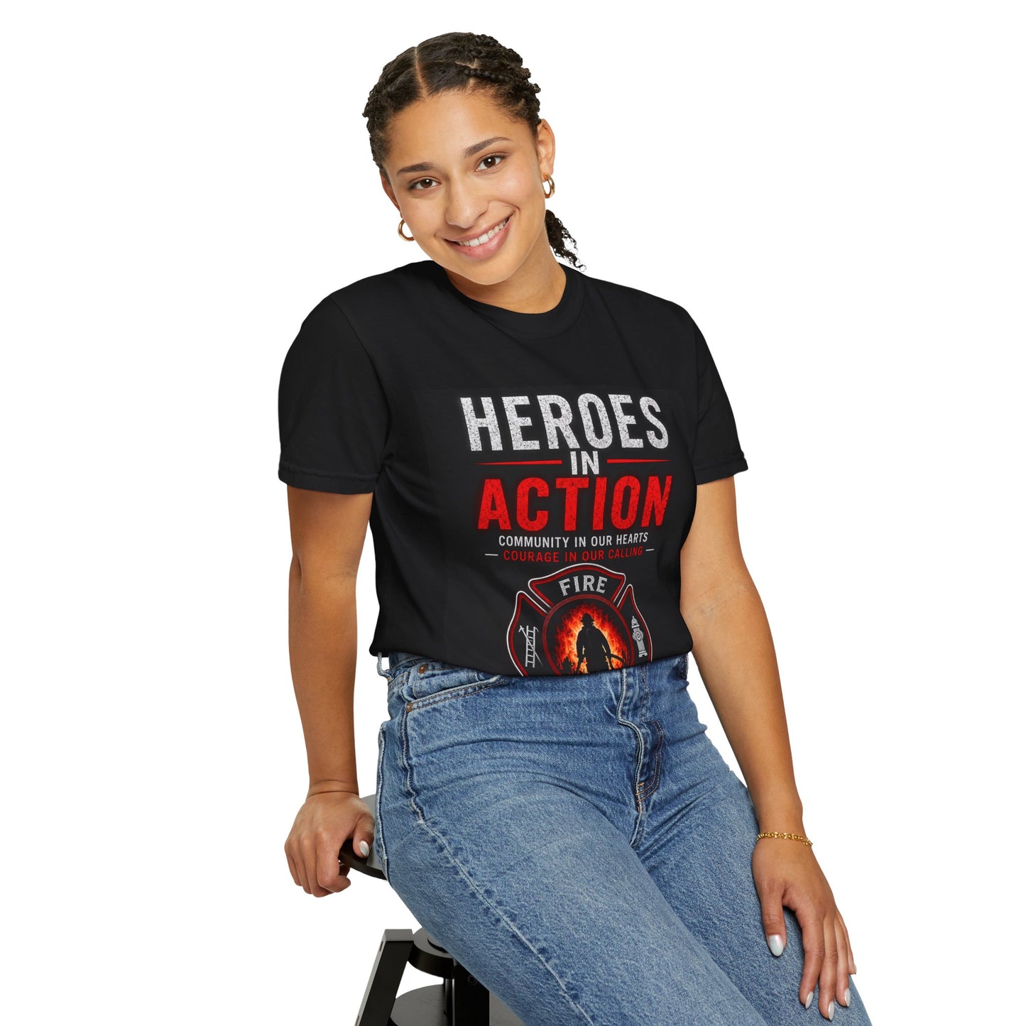 Firefighter T-Shirt — "Heroes in Action" Tribute Tee