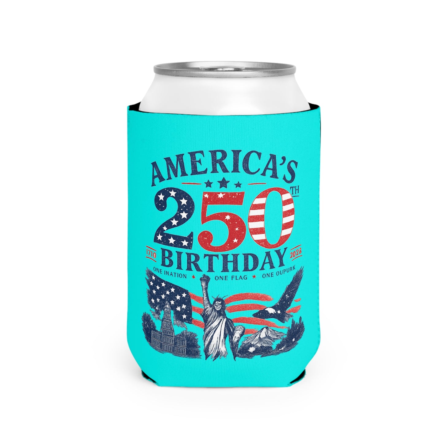 Can Cooler — "America's 250th Birthday" Patriotic Beer Koozie