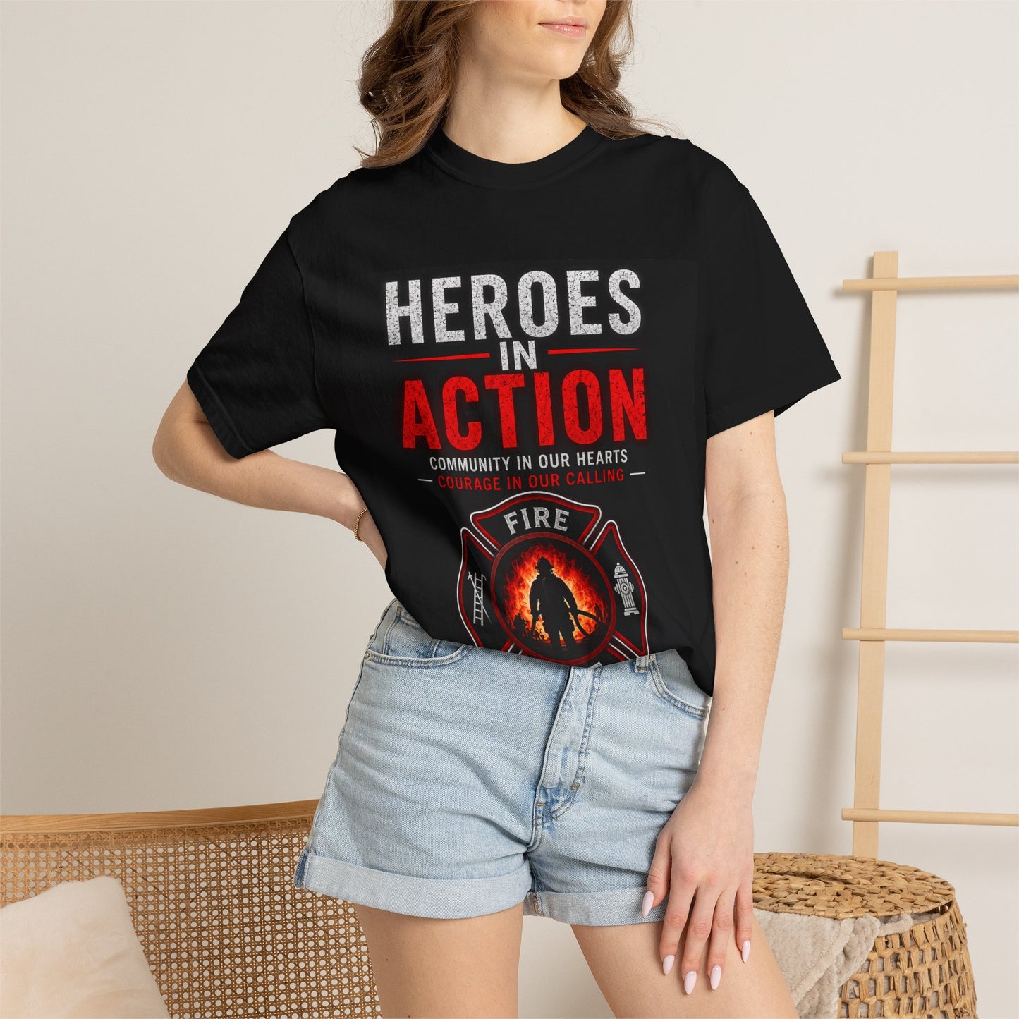 Firefighter T-Shirt — "Heroes in Action" Tribute Tee