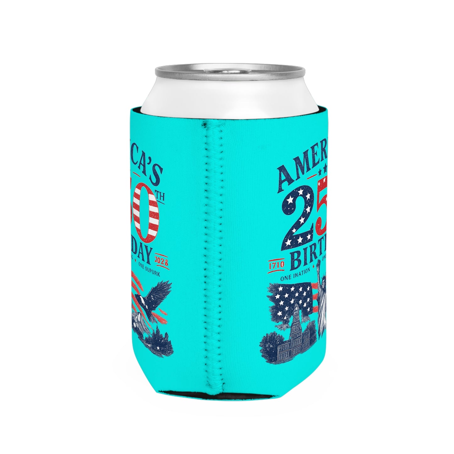 Can Cooler — "America's 250th Birthday" Patriotic Beer Koozie